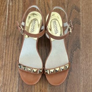 Michael Kors Tan Sandals with Gold Studs